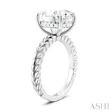 1/10 Ctw Oval Shape Round Cut Diamond Semi-Mount Engagement Ring in 14K White Gold