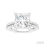 1/10 Ctw Princess Shape Round Cut Diamond Semi-Mount Engagement Ring in 14K White Gold