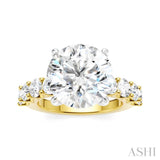 1 1/3 Ctw Round Shape Round Cut Diamond Semi-Mount Engagement Ring in 14K Yellow and White Gold