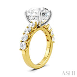 1 1/3 Ctw Round Shape Round Cut Diamond Semi-Mount Engagement Ring in 14K Yellow and White Gold