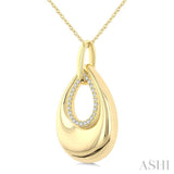 1/20 Ctw Bold Open Window Teardrop Round Cut Golden Glow Diamond Aeris Gold Fashion Pendant With Chain in 10K Yellow Gold