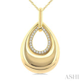 1/20 Ctw Bold Open Window Teardrop Round Cut Golden Glow Diamond Aeris Gold Fashion Pendant With Chain in 10K Yellow Gold
