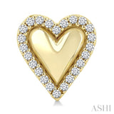 1/5 Ctw Petite Overlay Heart Round Cut Diamond Fashion Stud Earrings in 10K Yellow Gold