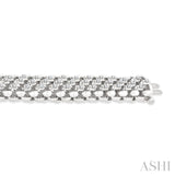 1 1/4 Ctw Bold Weave Round Cut Diamond Fashion Bracelet in 14K White Gold