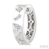 1/3 Ctw Mixed Cut Diamond Fashion Hoop Earring in 14K White Gold
