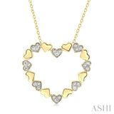 1/20 Ctw Puffed Heart Round Cut Diamond Pendant With Chain in Yellow Gold Vermeil