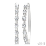 1/4 Ctw Round Cut Diamond Floating Hoop Fashion Earrings in 10K White Gold