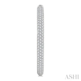 1 1/2 Ctw 3-Row Pave Set Round Cut Diamond Fashion Hoop Earrings in 14K White Gold