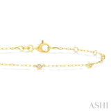 1/10 Ctw Round Cut Diamond Paperclip Station Bracelet in 14K Yellow Gold