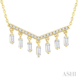 1/2 Ctw Mini Chandelier Baguette and Round Cut Diamond Fashion Necklace in 14K Yellow Gold
