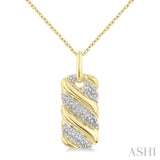 1/10 Ctw Bold Ribbed Swirl Round Cut Diamond Pirouette Fashion Pendant With Chain in Yellow Gold Vermeil