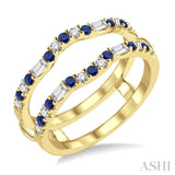 1.55 MM Round Shape Sapphire and 1/3 Ctw Baguette and Round Cut Diamond Precious Insert Ring in 14K Yellow Gold