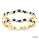 1.55 MM Round Shape Sapphire and 1/3 Ctw Baguette and Round Cut Diamond Precious Insert Ring in 14K Yellow Gold