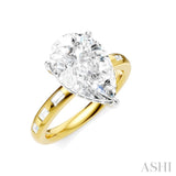 1/3 Ctw Pear Shape Baguette and Round Cut Diamond Semi-Mount Engagement Ring in 14K Yellow and White Gold