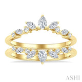 1/2 Ctw Pear, Marquise and Round Cut Diamond Insert Ring in 14K Yellow Gold