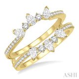 3/4 Ctw Pear and Round Cut Diamond Insert Ring in 14K Yellow Gold