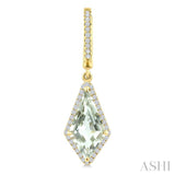 14X7 MM Evoque Gemstones Kite Shape Green Amethyst and 1/3 Ctw Round Cut Diamond Semi-Precious Earrings in 14K Yellow Gold