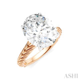 1/10 Ctw Oval Shape Round Cut Diamond Semi-Mount Engagement Ring in 14K Rose and White Gold
