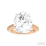 1/10 Ctw Oval Shape Round Cut Diamond Semi-Mount Engagement Ring in 14K Rose and White Gold