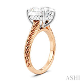 1/10 Ctw Oval Shape Round Cut Diamond Semi-Mount Engagement Ring in 14K Rose and White Gold