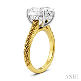 1/10 Ctw Oval Shape Round Cut Diamond Semi-Mount Engagement Ring in 14K Yellow and White Gold