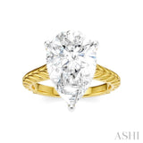 1/8 Ctw Pear Shape Round Cut Diamond Akari Wheat Shank Semi-Mount Engagement Ring in 14K Yellow and White Gold