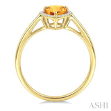 16X6 MM Evoque Gemstone Pear Shape Citrine and 1/6 Ctw Round Cut Diamond Semi-Precious Ring in 10K Yellow Gold