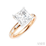 1/3 Ctw Akari Princess Shape Baguette and Round Cut Diamond Semi Mount Engagement Ring in 14K Rose and White Gold