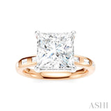 1/3 Ctw Princess Shape Baguette and Round Cut Diamond Semi-Mount Engagement Ring in 14K Rose and White Gold