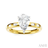 1/4 Ctw Pear Shape Baguette and Round Cut Diamond Semi-Mount Engagement Ring in 14K Yellow and White Gold