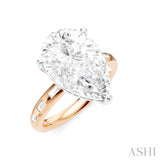 1/3 Ctw Pear Shape Baguette and Round Cut Diamond Semi-Mount Engagement Ring in 14K Rose and White Gold