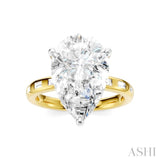 1/3 Ctw Pear Shape Baguette and Round Cut Diamond Semi-Mount Engagement Ring in 14K Yellow and White Gold
