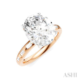 1/3 Ctw Oval Shape Baguette and Round Cut Diamond Semi-Mount Engagement Ring in 14K Rose and White Gold