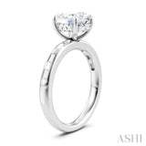 1/4 Ctw Oval Shape Baguette and Round Cut Diamond Semi-Mount Engagement Ring in 14K White Gold