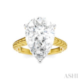 1/8 Ctw Pear Shape Round Cut Diamond Akari Wheat Shank Semi-Mount Engagement Ring in 14K Yellow and White Gold