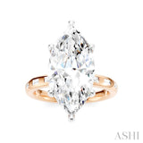 1/3 Ctw Marquise Shape Baguette and Round Cut Diamond Semi-Mount Engagement Ring in 14K Rose and White Gold