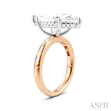 1/3 Ctw Marquise Shape Baguette and Round Cut Diamond Semi-Mount Engagement Ring in 14K Rose and White Gold