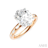 1/3 Ctw Akari Oval Shape Baguette and Round Cut Diamond Semi Mount Engagement Ring in 14K Rose and White Gold