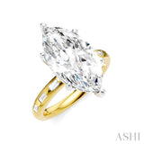 1/3 Ctw Akari Marquise Shape Baguette and Round Cut Diamond Semi Mount Engagement Ring in 14K Yellow and White Gold