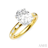 1/4 Ctw Oval Shape Baguette and Round Cut Diamond Semi-Mount Engagement Ring in 14K Yellow and White Gold