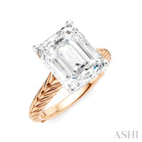 1/10 Ctw Emerald Shape Round Cut Diamond Akari Wheat Shank Semi-Mount Engagement Ring in 14K Rose and White Gold