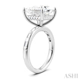 1/3 Ctw Princess Shape Baguette and Round Cut Diamond Semi-Mount Engagement Ring in 14K White Gold
