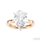 1/3 Ctw Pear Shape Baguette and Round Cut Diamond Semi-Mount Engagement Ring in 14K Rose and White Gold