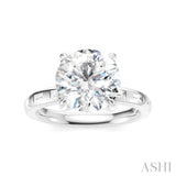 1/4 Ctw Round Shape Baguette and Round Cut Diamond Semi-Mount Engagement Ring in 14K White Gold