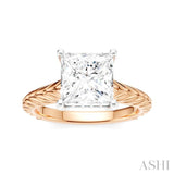 1/10 Ctw Princess Shape Round Cut Diamond Akari Wheat Shank Semi-Mount Engagement Ring in 14K Rose and White Gold