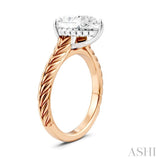 1/10 Ctw Pear Shape Round Cut Diamond Akari Wheat Shank Semi-Mount Engagement Ring in 14K Rose and White Gold