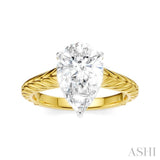 1/10 Ctw Pear Shape Round Cut Diamond Akari Wheat Shank Semi-Mount Engagement Ring in 14K Yellow and White Gold