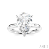 1/3 Ctw Pear Shape Baguette and Round Cut Diamond Semi-Mount Engagement Ring in 14K White Gold