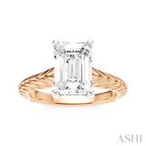 1/10 Ctw Emerald Shape Round Cut Diamond Akari Wheat Shank Semi-Mount Engagement Ring in 14K Rose and White Gold