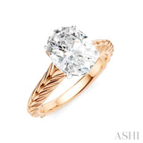 1/20 Ctw Oval Shape Round Cut Diamond Semi-Mount Engagement Ring in 14K Rose and White Gold